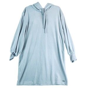 Calvin Klein Gray Velour Long Sleeve Hooded Tunic Dress Womens Large Pullover